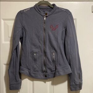 Pepe Jeans Women's Slate Blue-Gray Sweatshirt Material Moto Jacket Vintage Find!